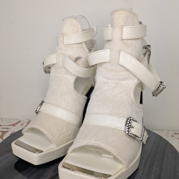 Poster Girl Mule Strappy Square Toe Heels Size 6 - Picture 6 of 17